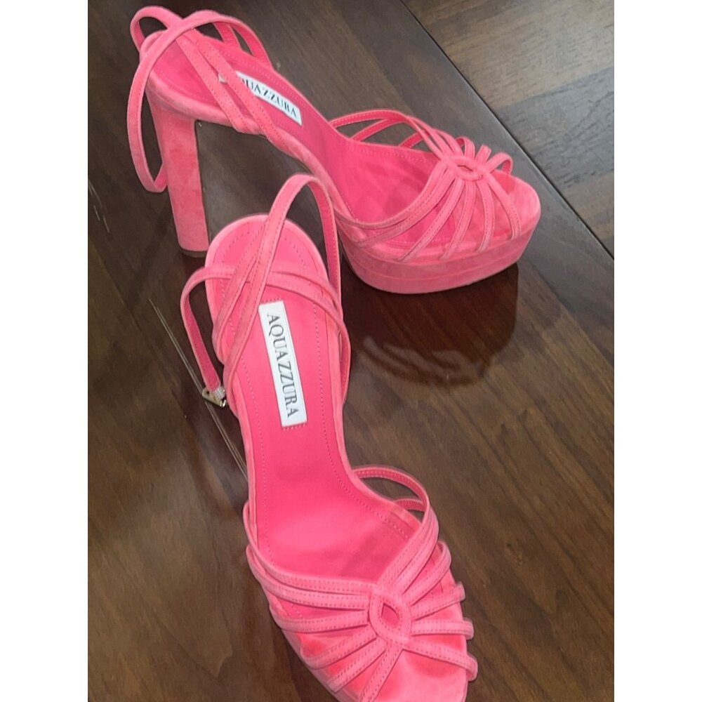 Aquazzura 130mm Flow Plateau Sandals Watermelon 38.5 With Box Pink High Heels - Picture 12 of 16